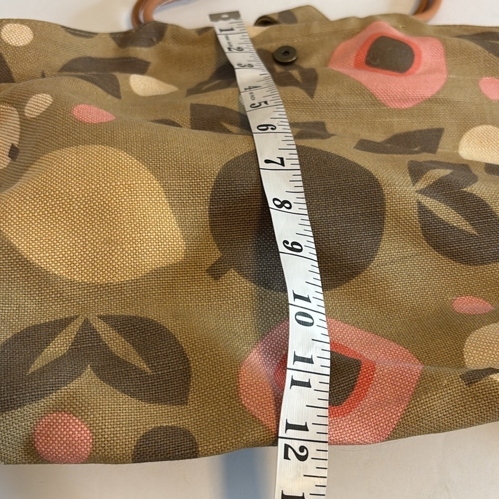 GAP PINK/PEACH/TAN/BROWN CANVAS BAG VEGAN LEATHER HANDLES ADORABLE PRELOVED - Picture 8 of 8